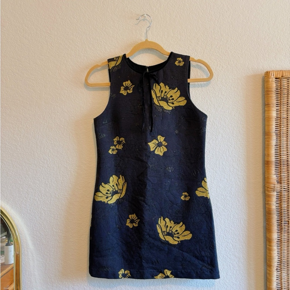 Zara Mini Dress with Yellow Floral Accents